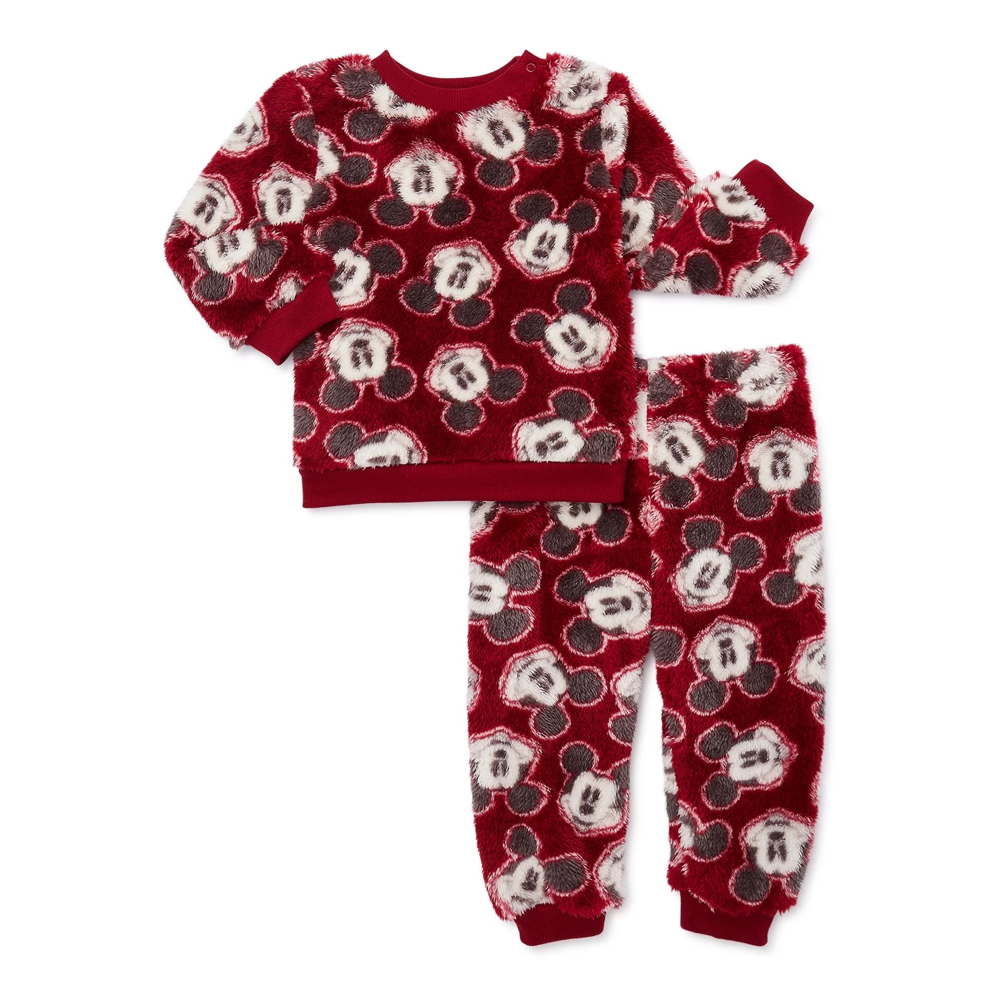 Disney Mickey Mouse Baby Boys Long Sleeve Top and Pants Faux Sherpa Set, 2-Piece, Sizes 0/3-24 Mo... | Walmart (US)