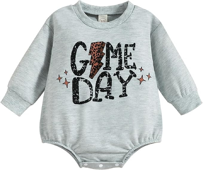 Kislio Newborn Baby Boy Clothes Football Sport Sweatshirt Romper Game Day Letter Print Sweater To... | Amazon (US)