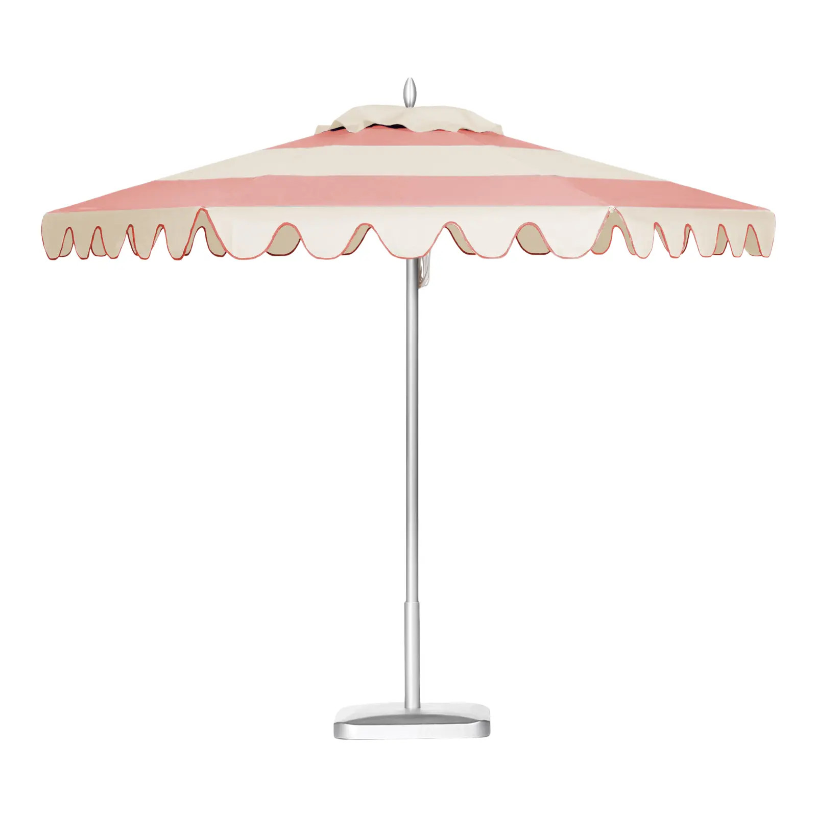 Coral Sands 9' Patio Umbrella, Pink and White | Chairish