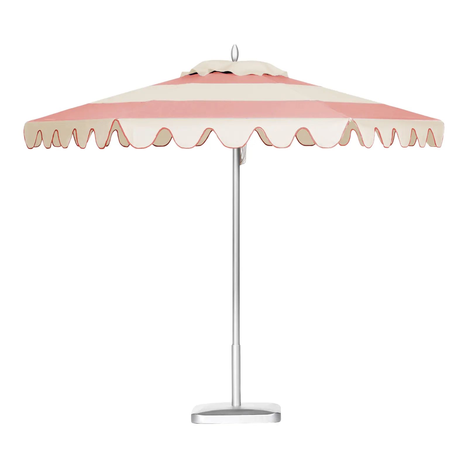 Coral Sands 9' Patio Umbrella, Pink and White | Chairish
