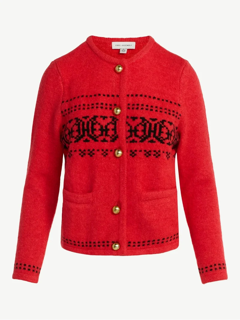 Free Assembly Women's and Women's Plus Fair Isle Cardigan with Welt Pockets, Midweight, Sizes XS-... | Walmart (US)