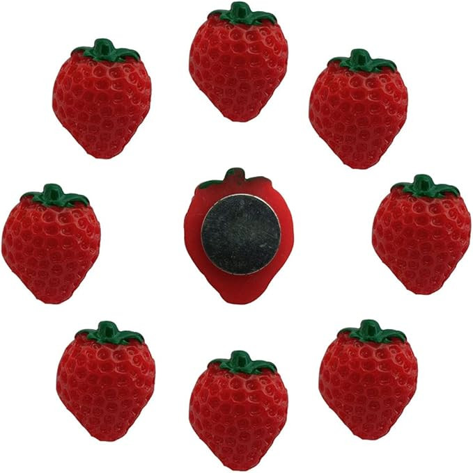 30 pcs Refrigerator Magnet Decorative Cute Big Strawberry Fruit Boxed Resin Handmade Picture Mess... | Amazon (US)