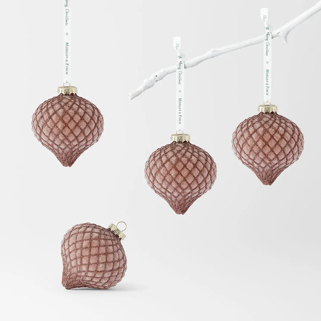 Onion Glass Ball with Diamond Pattern Set Of 4 | Bed Bath N' Table