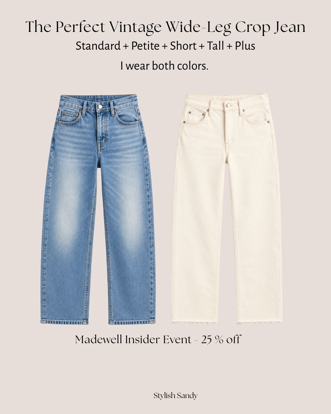 The perfect vintage wide-leg crop jeans are part of the Madewell insider event, 25% off everything (except some Cashmere).

#LTKSaleAlert #LTKMidsize #LTKPetite
