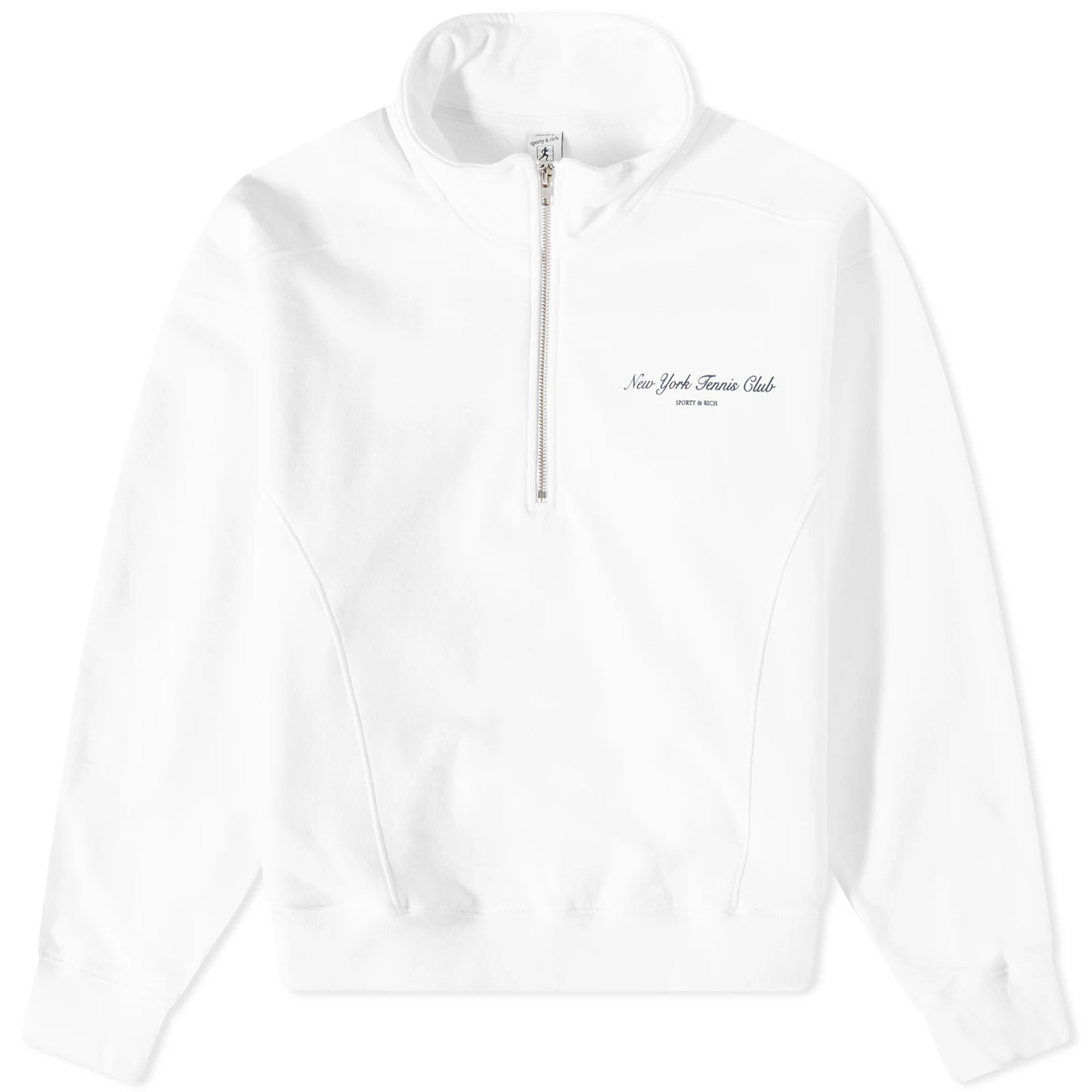 Sporty & Rich NY Tennis Club Quarter Zip Sweat White/Navy | END. Clothing