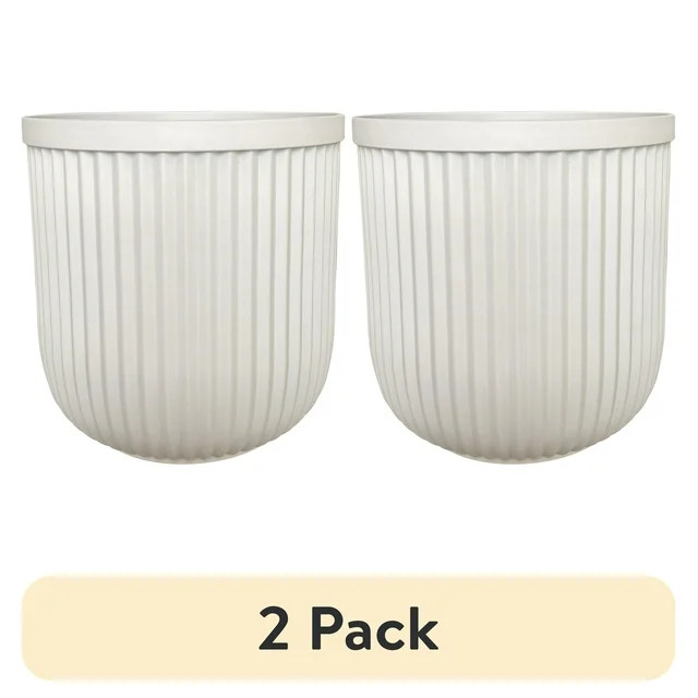 (2 pack) Better Homes & Gardens 16"W x 16"L x 15.8"H Ellan White Resin Plant Pot Planter | Walmart (US)