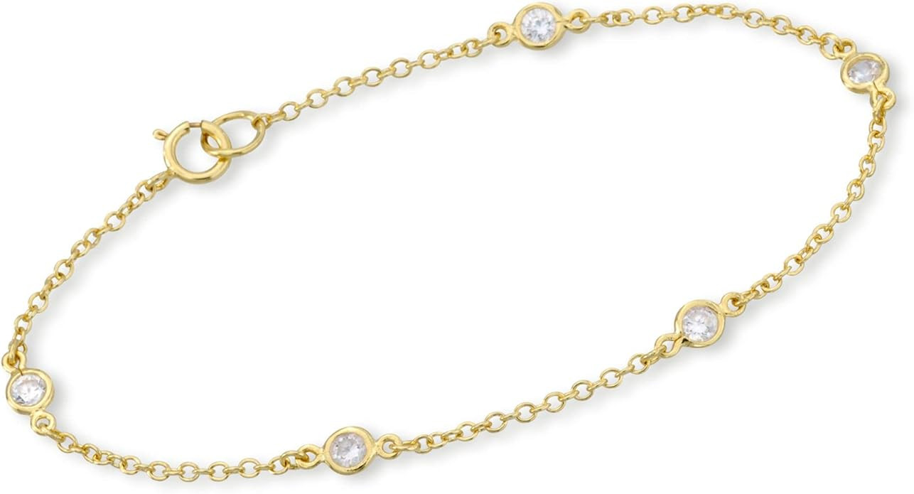 Ross-Simons 0.60 ct. t.w. Bezel-Set CZ Station Bracelet in 18kt Gold Over Sterling. 8 inches | Amazon (US)
