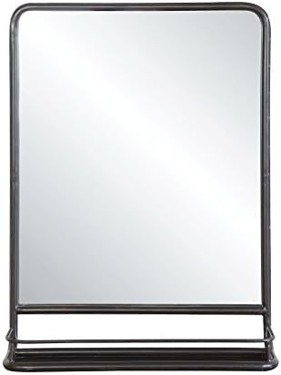 Creative Co-op DA4675 Rectangle Metal Wall Mirror with Shelf, Single Vanity, Distressed Black | Amazon (US)