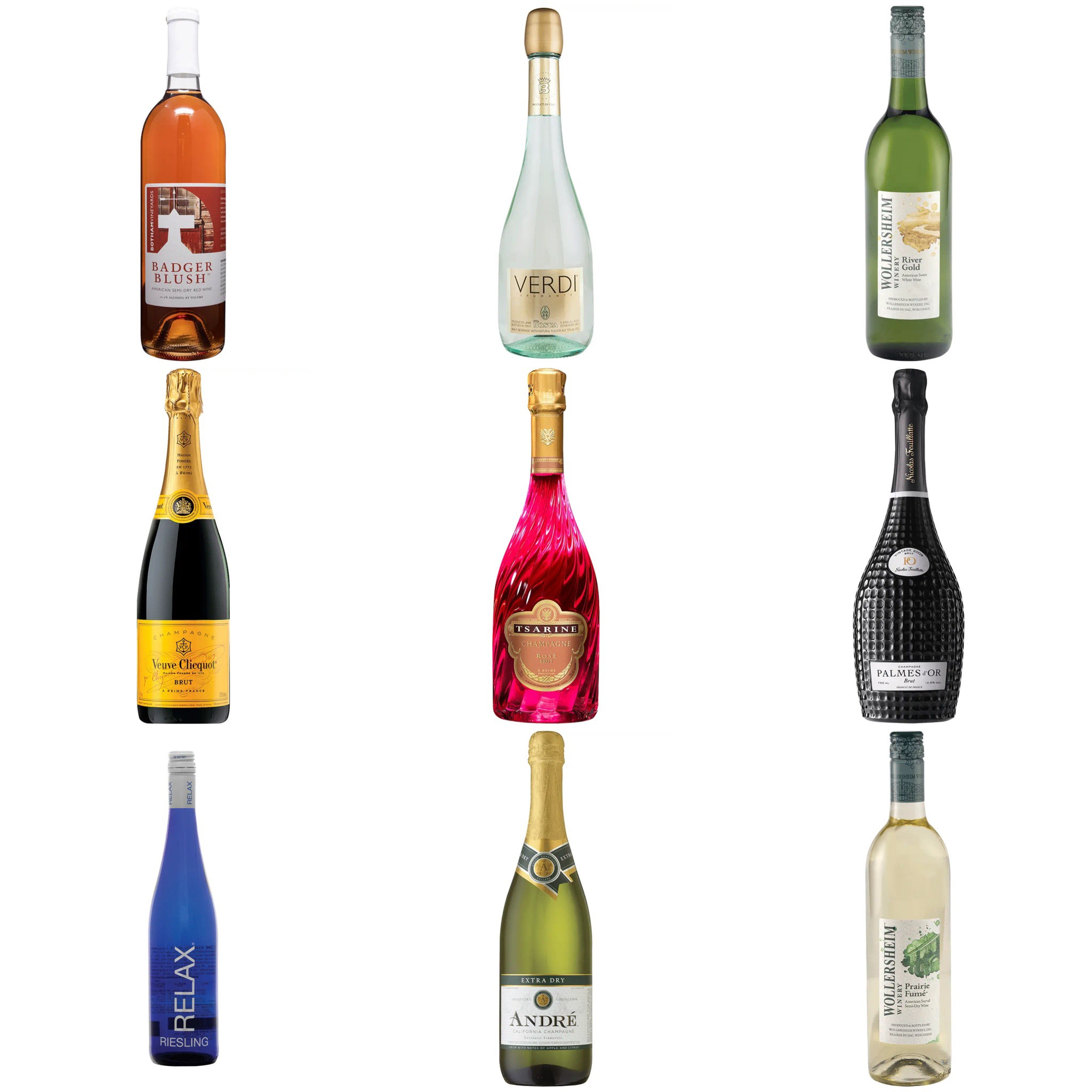 Top 9 White Wines, Champagne & Rosé

1. Veuve Clicquot Yellow Label Brut Champagne
2. Tsarine Luxe Rose
3. Nicolas Feuillatte Palmes D'or Brut Champagne
4. Wollersheim River Gold
5. Wollersheim Prairie Fume
6. Botham Badger Blush
7. Verdi Spumante
8. Relax Riesling
9. Andre Extra Dry

#LTKSeasonal #LTKFind #LTKGiftGuide
