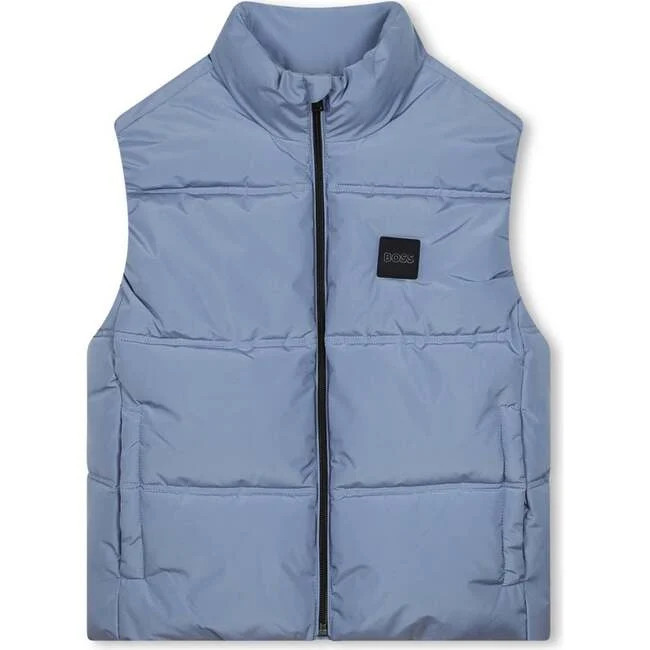 BOSS | Logo Puffer Vest, (Blue, Size 14Y) | Maisonette | Maisonette