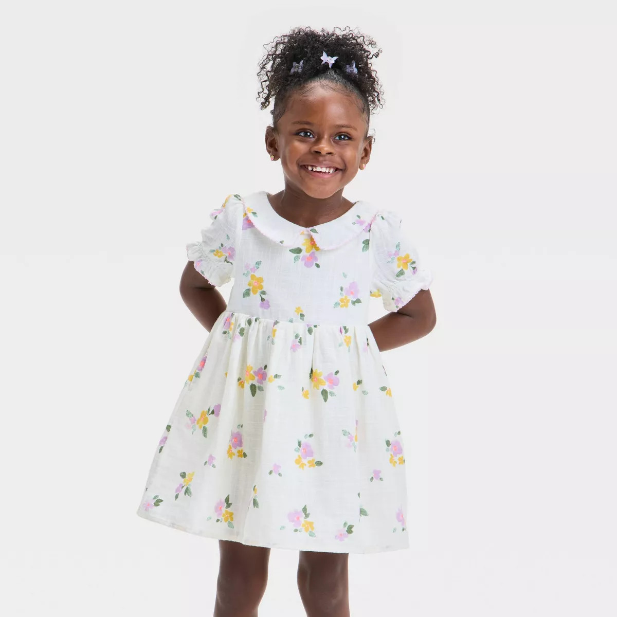 Toddler Girls' Floral Dress - Cat & Jack™ Cream | Target