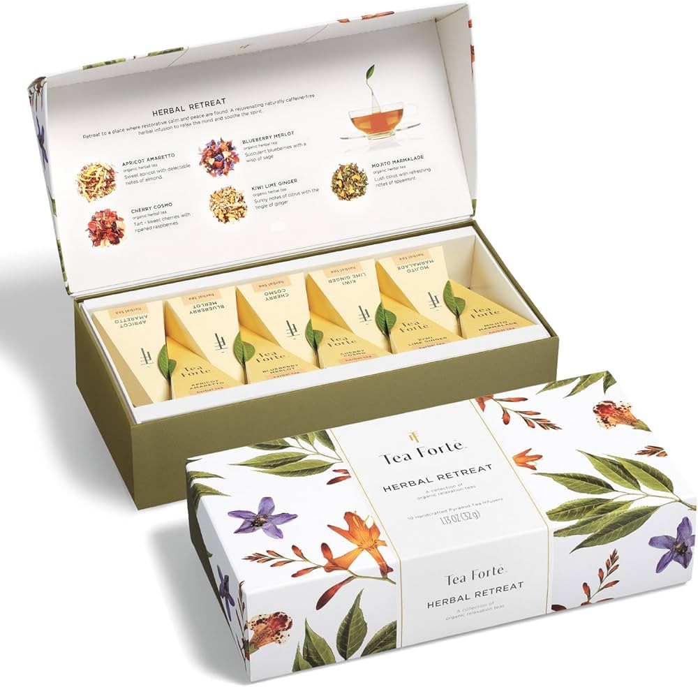 Tea Forte Herbal Retreat Organic Citrus And Fruit Herbal Tea, Petite Presentation Box, Sampler Gi... | Amazon (US)