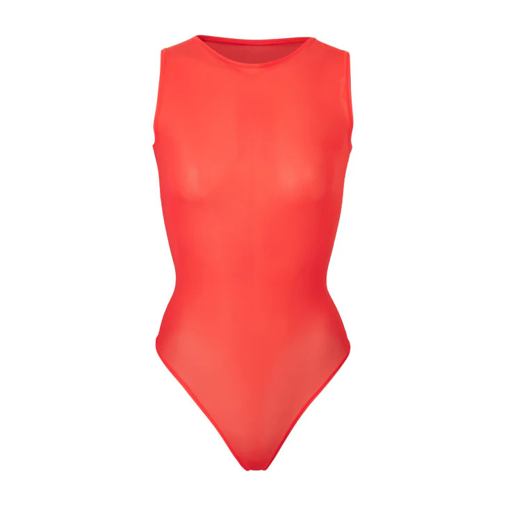 JELLY SHEER CREW NECK BODYSUIT | POPPY | SKIMS (US)