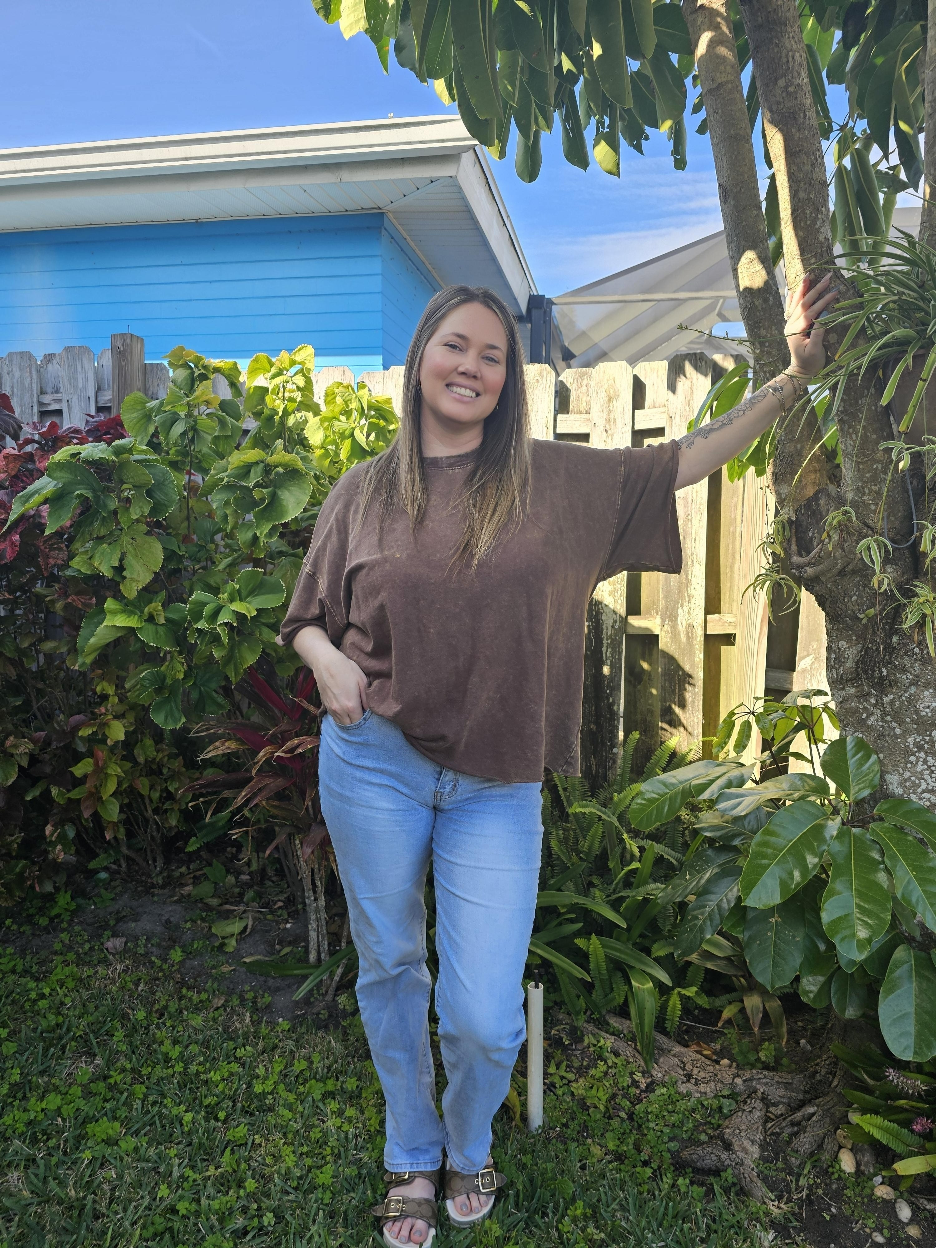 Casual and comfy vibes 🌿☀️ This look is perfect for an easy day out or lounging at home! Loving this oversized, soft-washed tee paired with my go-to light-wash jeans and classic buckle sandals. Shop all the pieces through my LTK link! 🛒✨#LTKstyletip #EverydayStyle #OOTD #LTKunder50 

#LTKStyleTip #LTKShoeCrush #LTKSaleAlert