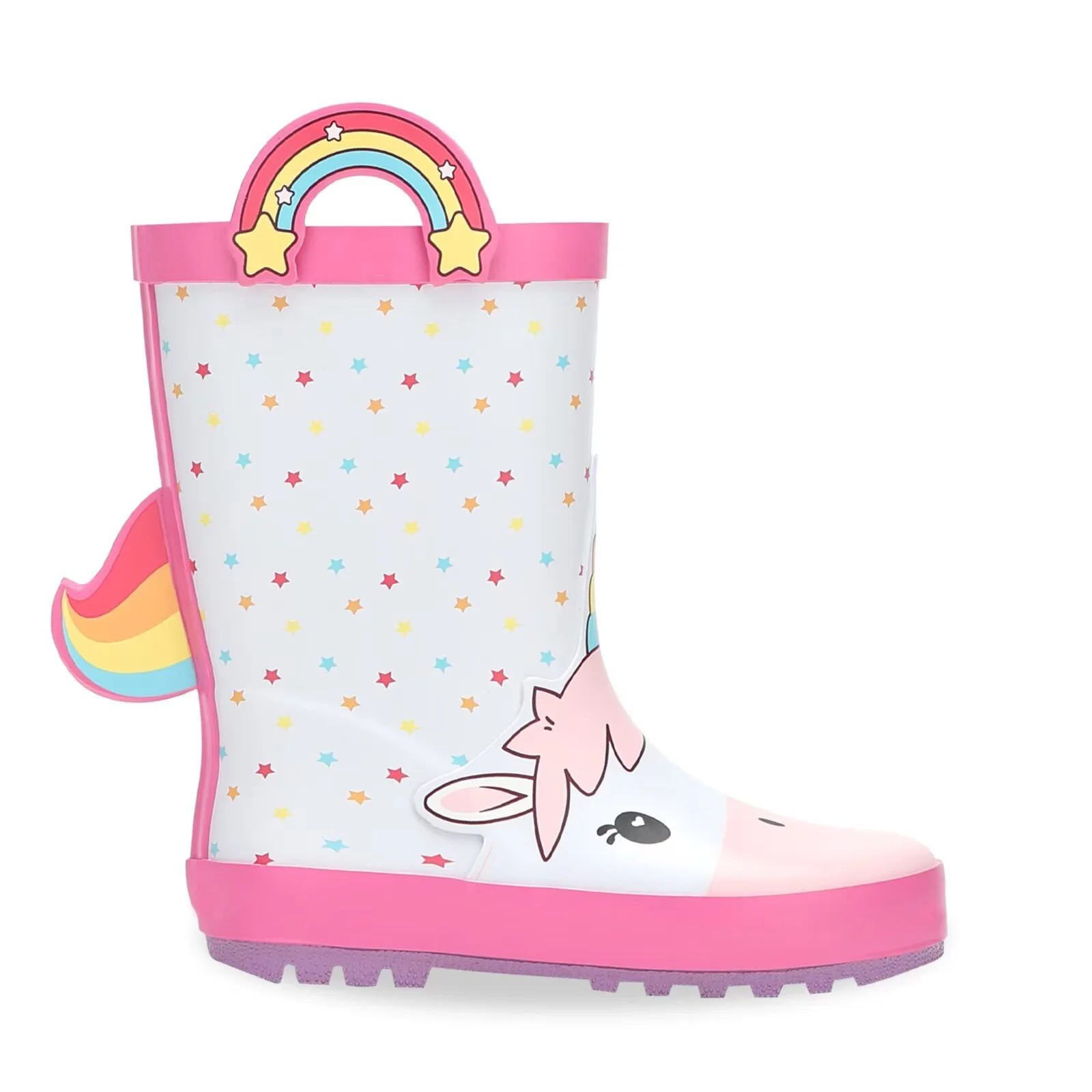 FUNCOO PLUS Toddler Rubber Rain Boots Kids Waterproof Boots for Girls, Pink & White, Size 10 | Walmart (US)