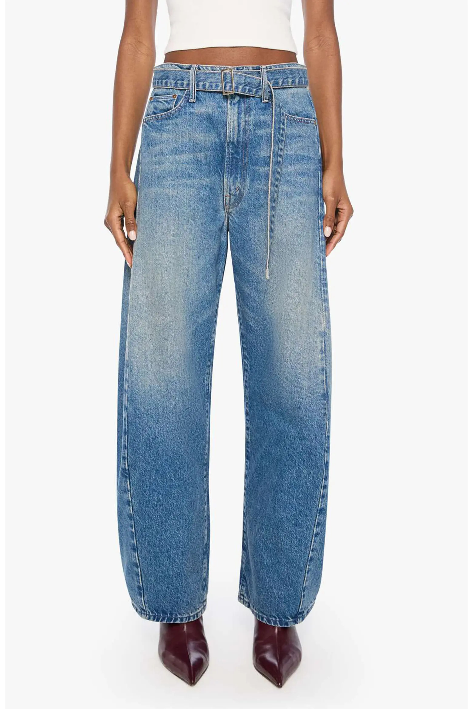 MOTHER The Belted Spoonful High Waist Wide Leg Jeans (Women) | Nordstrom | Nordstrom