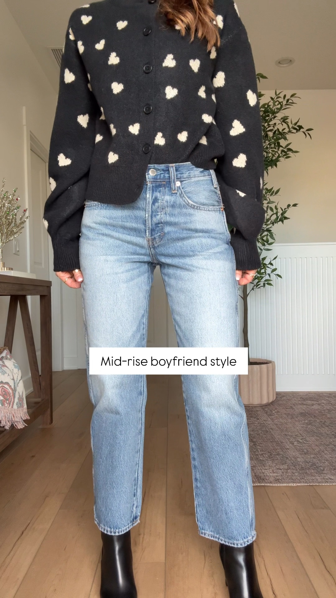 New Target mid-rise boyfriend jeans in 00. Target heart sweater. Casual outfit. Winter outfit. Spring outfit. Valentine’s Day sweater. Christian Louboutin Condodo boots - I went up half a size. 


#LTKgrwm #LTKPetite #LTKootd