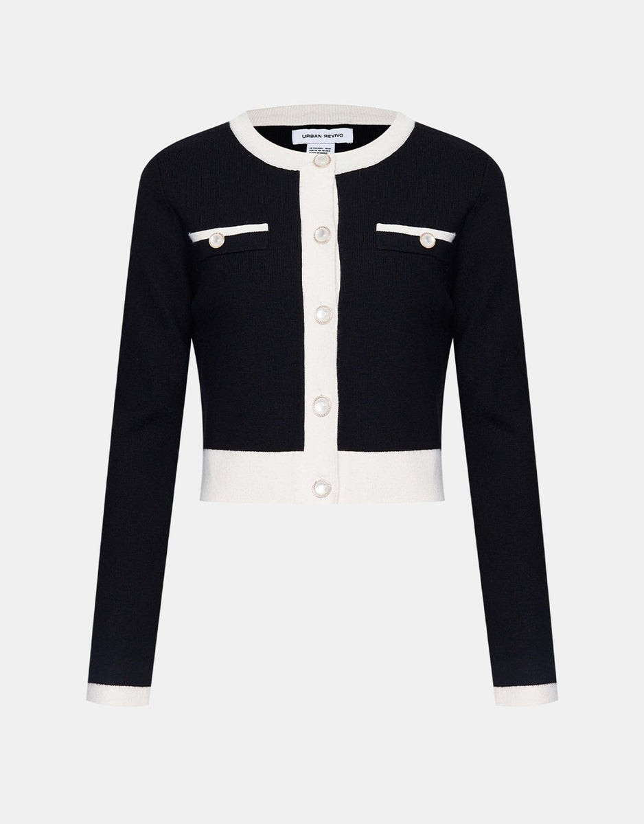 Contrast Trim Button Up Cardigan (PRE-ORDER) | Urban Revivo