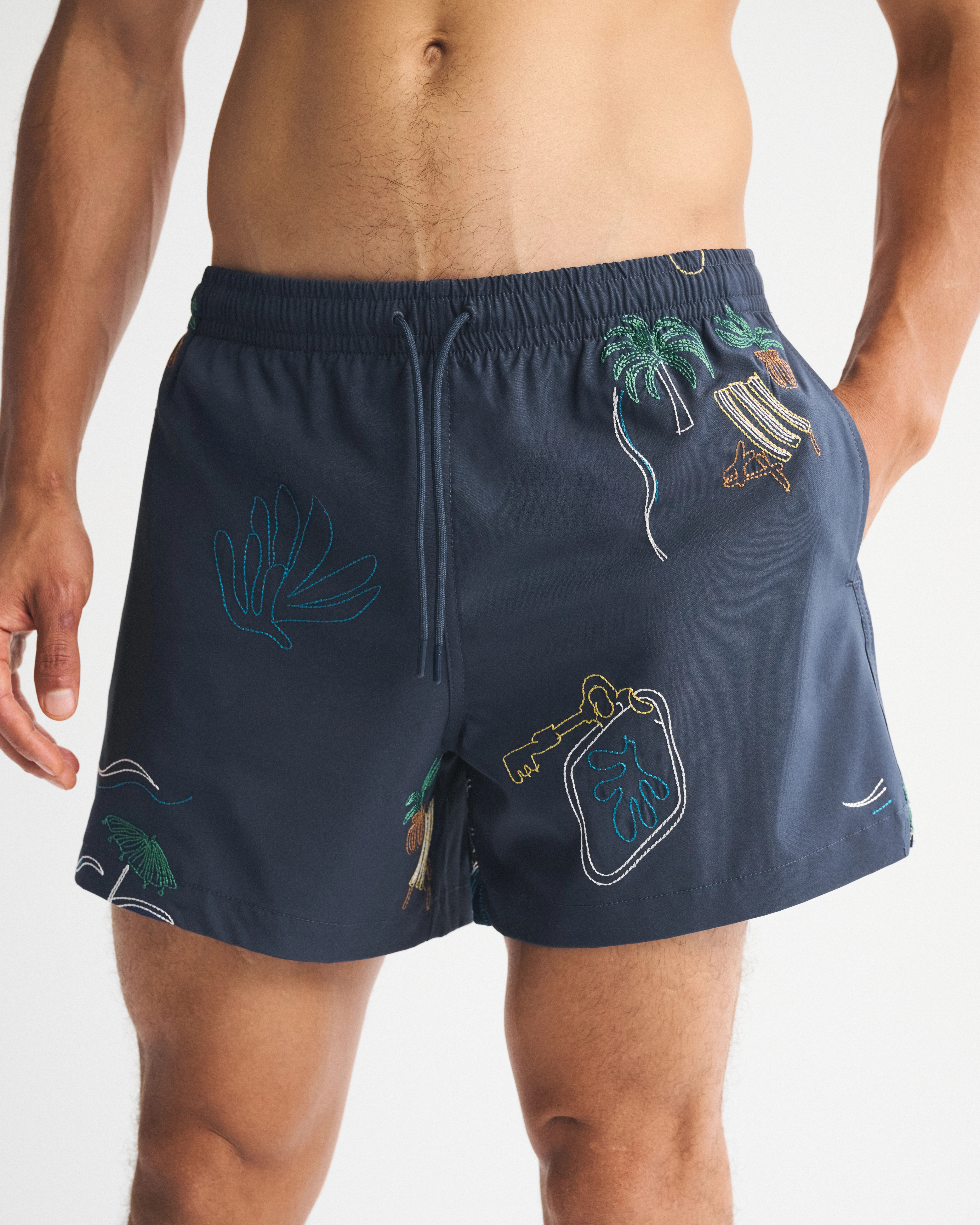 Pull-On Embroidered Swim Trunk | Abercrombie & Fitch (US)