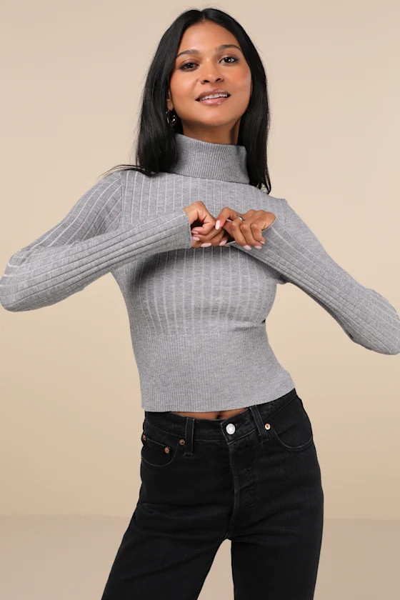 Perfected Comfort Heather Grey Turtleneck Sweater Top | Lulus