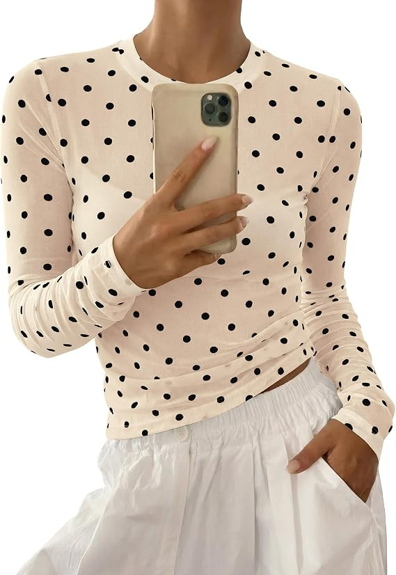 BTFBM Polka Dot Top Long Sleeve Shirts for Women | Amazon (US)