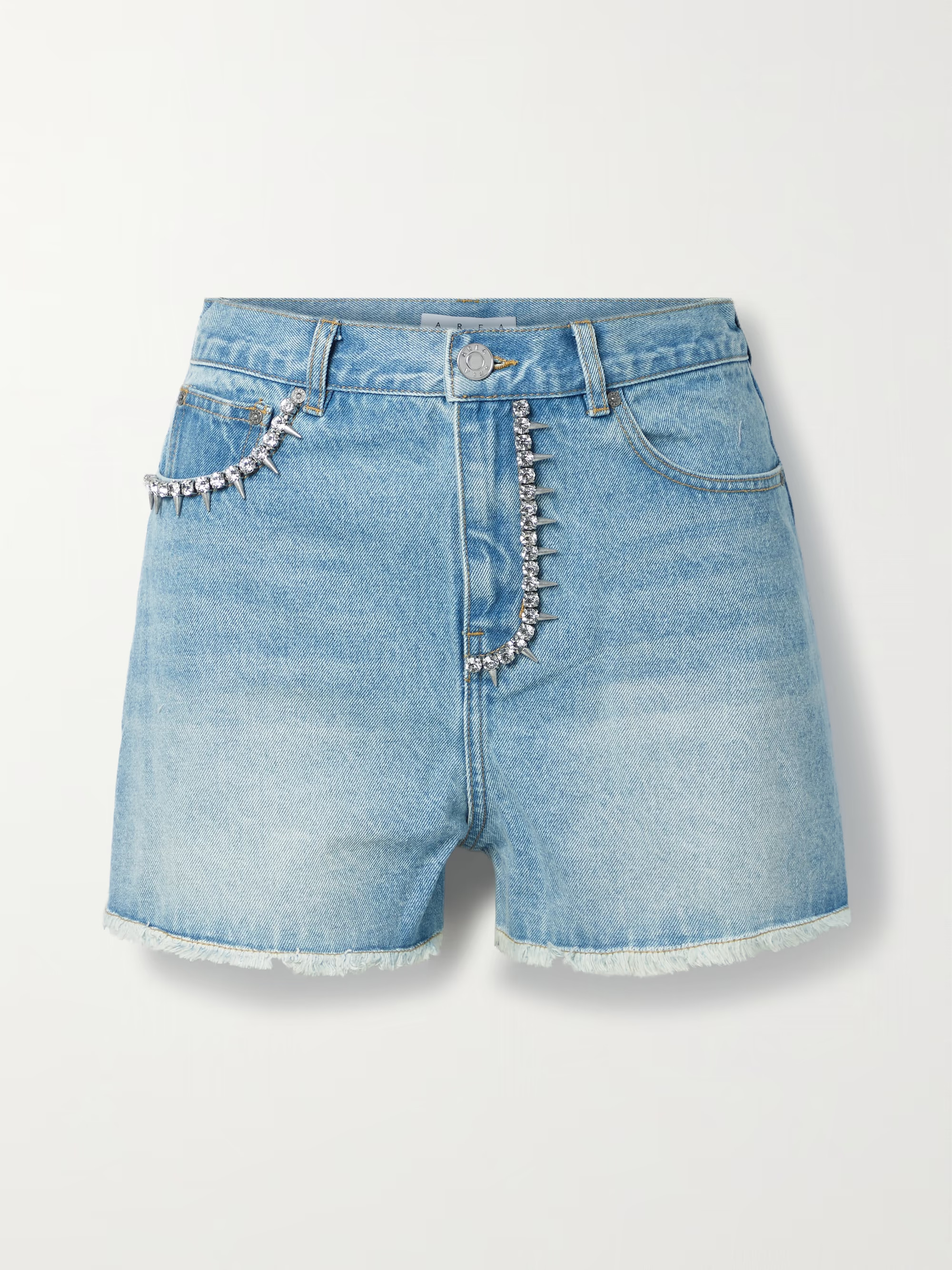 Crystal-embellished cutout denim shorts | NET-A-PORTER (US)