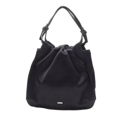 GUCCI TOM FORD black gathered silk satin minimal leather handle bucket bag | eBay US