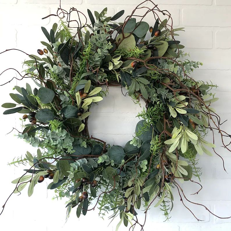 Olive Rosemary and Eucalyptus Wreath Front Door Wreath | Etsy | Etsy (US)