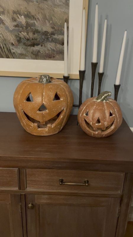 Halloween ceramic terracotta Jack o Lantern pumpkins - have hole in back to fit candles.

Selling out quickly! They are only in stock for store pick up in my area



#LTKhome #LTKfindsunder50 #LTKHalloween