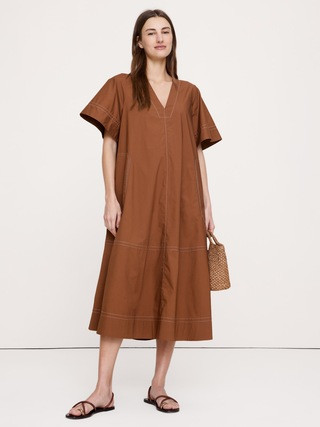 Cotton Poplin Trapeze Midi Dress | Banana Republic (US)