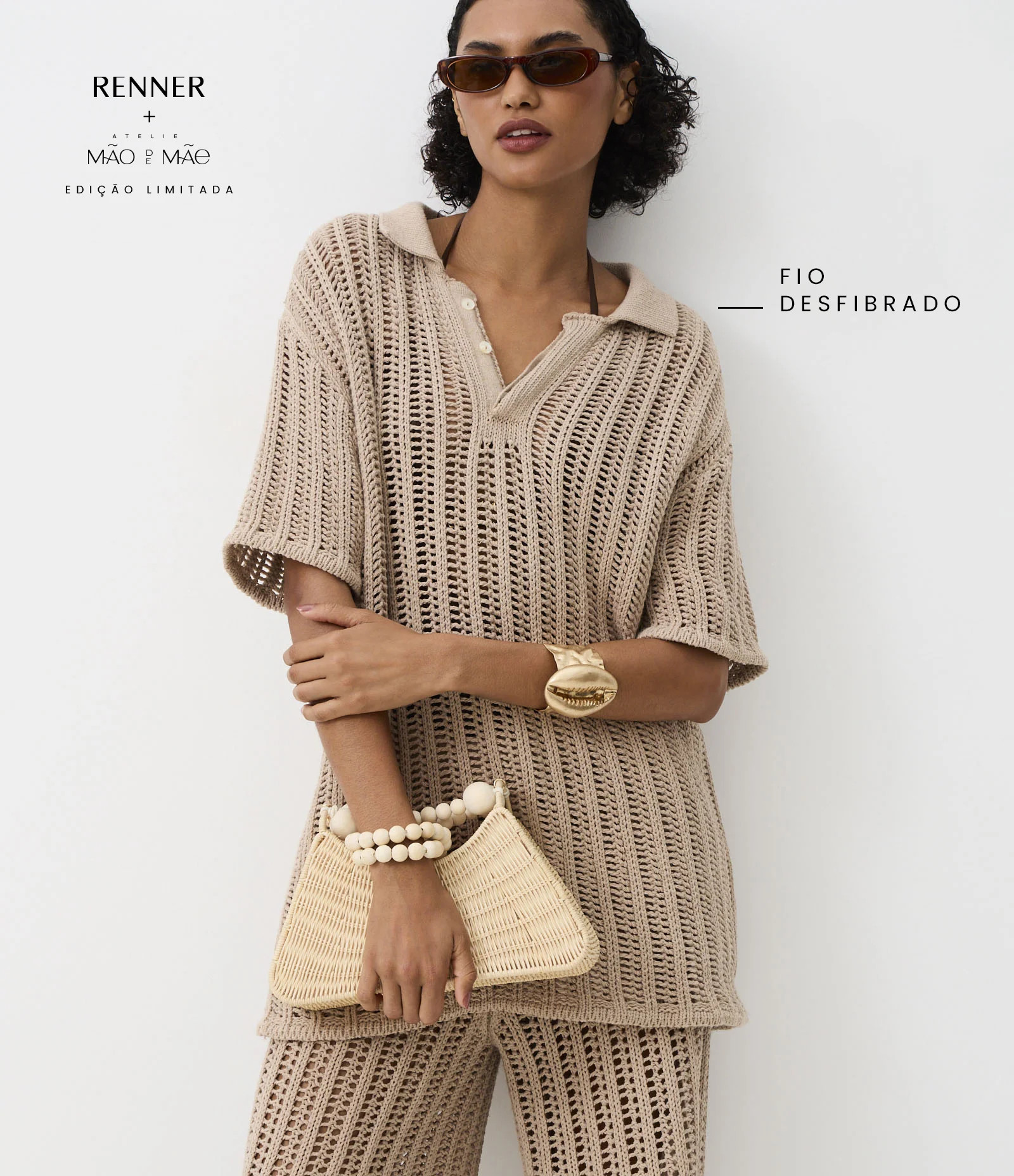 Camisa em Tricô com Ponto Vazado e Gola Polo Bege - Lojas Renner | Renner (BR)