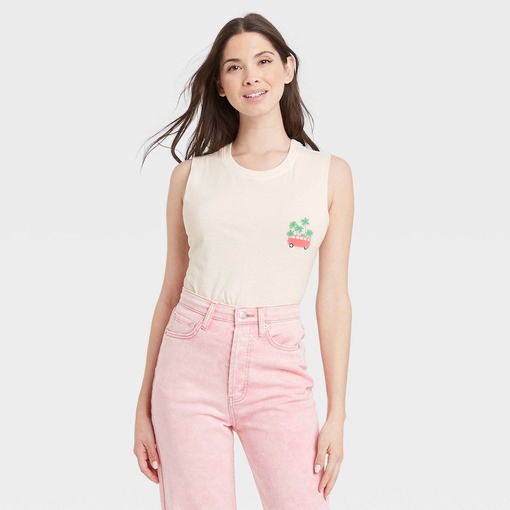 Women's Scenic Route Graphic Tank Top - Off-White XL | Target
