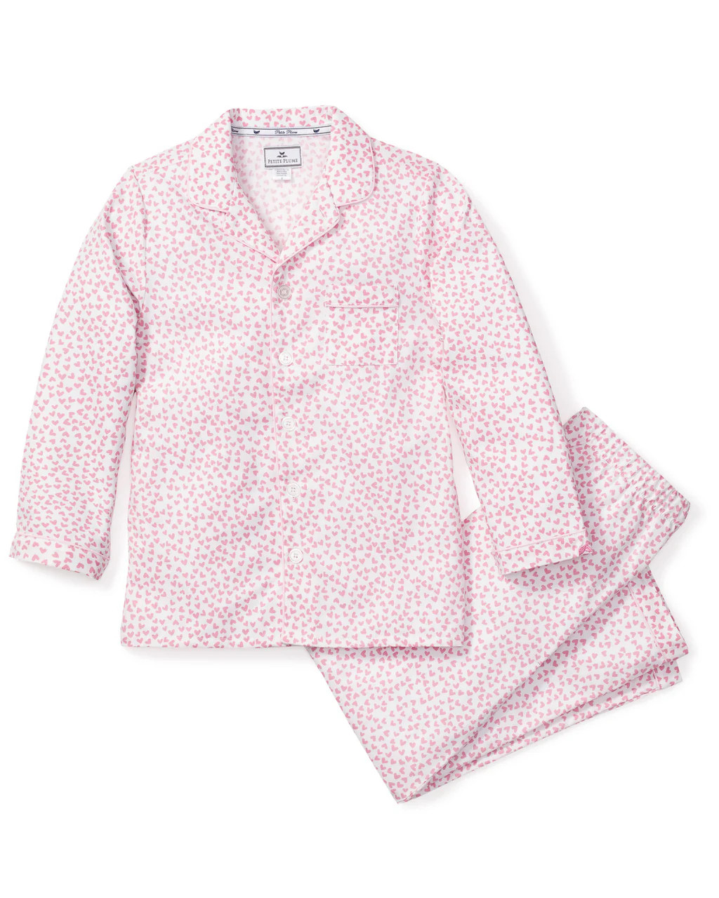 Kid's Twill Pajama Set in Sweethearts | Petite Plume
