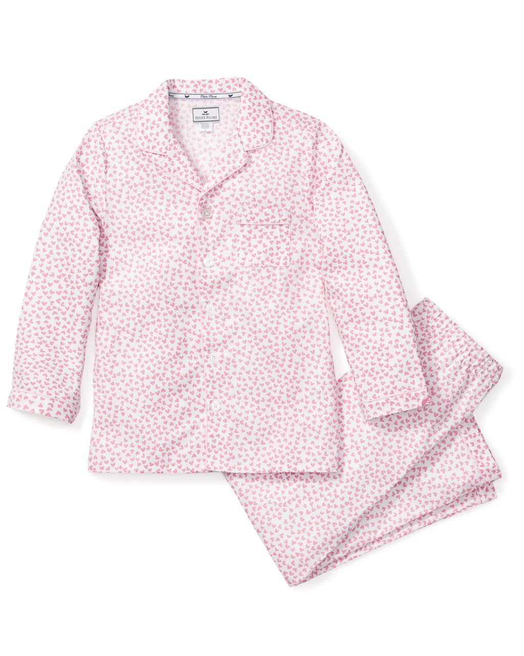 Kid's Twill Pajama Set in Sweethearts | Petite Plume