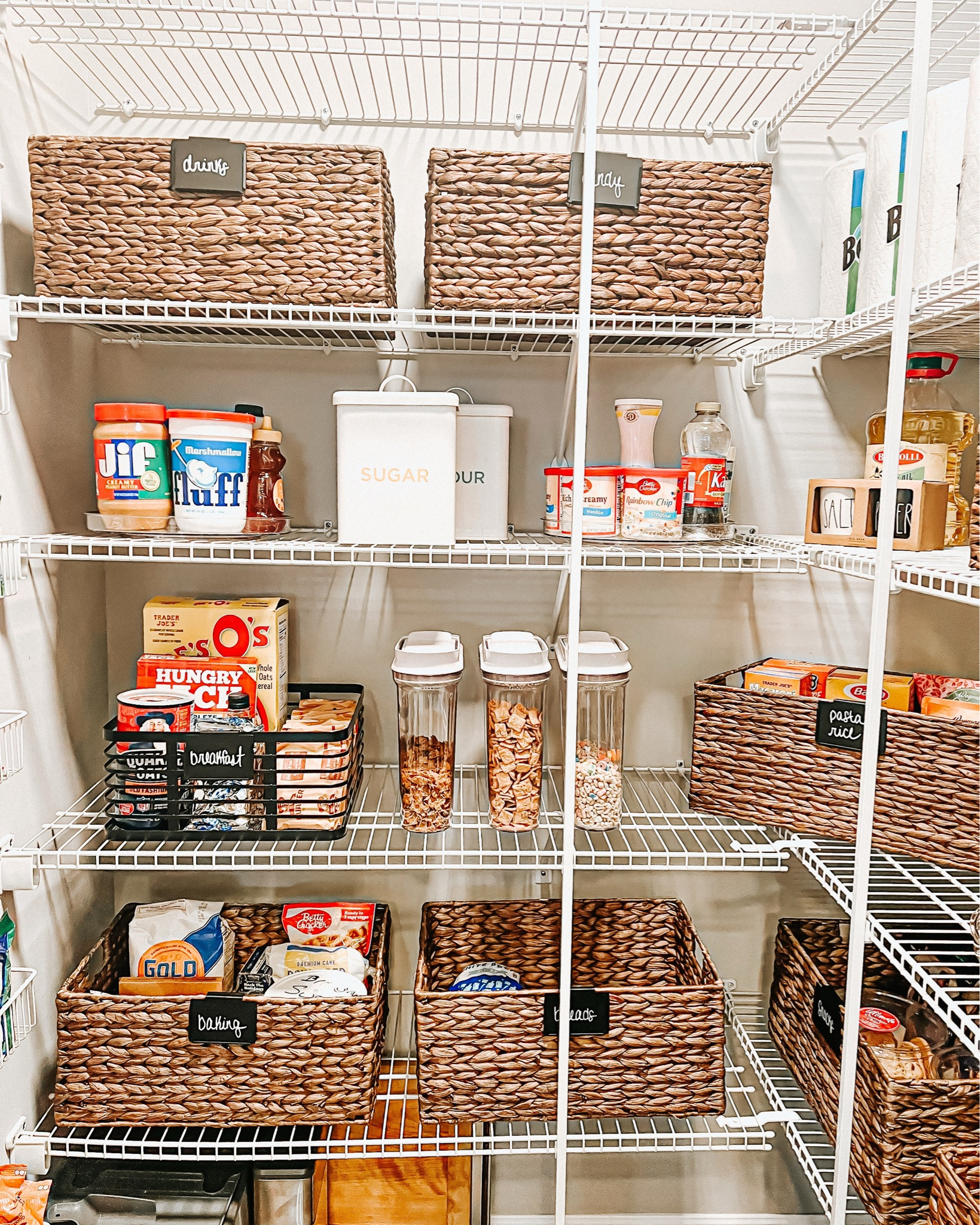 A pantry that stays organized has less to do with containers and more to do with good habits.

A few things we always suggest:

• Check your pantry before grocery shopping so you don’t buy what you already have.

• Create broad categories first (snacks, breakfast, baking, pasta) before micro categorizing (cookies, crackers, candy)

• Check expiration dates quarterly and toss anything that’s expired. Anything not being eaten, can be donated to a food pantry. 

• Keep everyday food categories at eye level and move less frequently eaten/used categories higher up (such as baking)

#organizedbyjm #pantry #pantryorganization #hometips #organizingtips