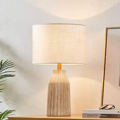 KAWOTI Avala 24-in Creamy White 3-way Table Lamp with Fabric Shade | Lowe's