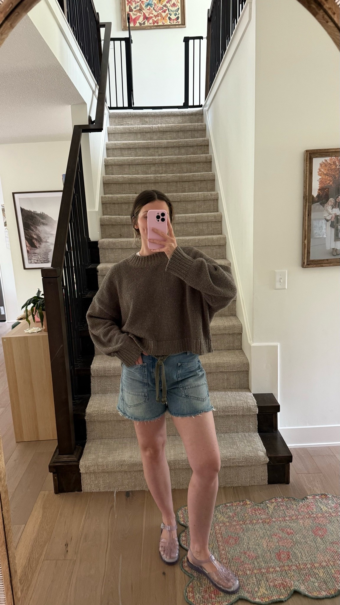 wearing a medium in sweater (sized up for more oversized fit) and shorts tts

#LTKootd