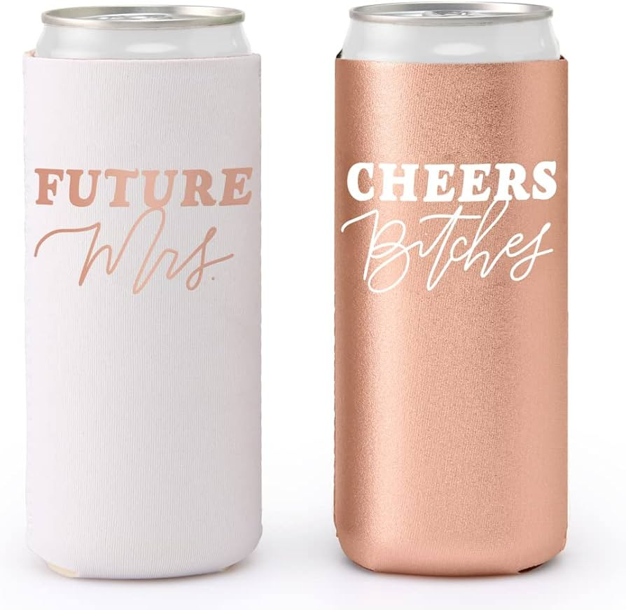 xo, Fetti Bachelorette Party Cheers and Future Mrs Slim Can Cooler - White + Rose Gold, 10 Ct | D... | Amazon (US)