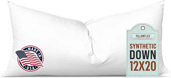 Pillowflex Synthetic Down Pillow Insert - 12x20 Down Alternative Pillow, Ultra Soft, Small Rectan... | Amazon (US)