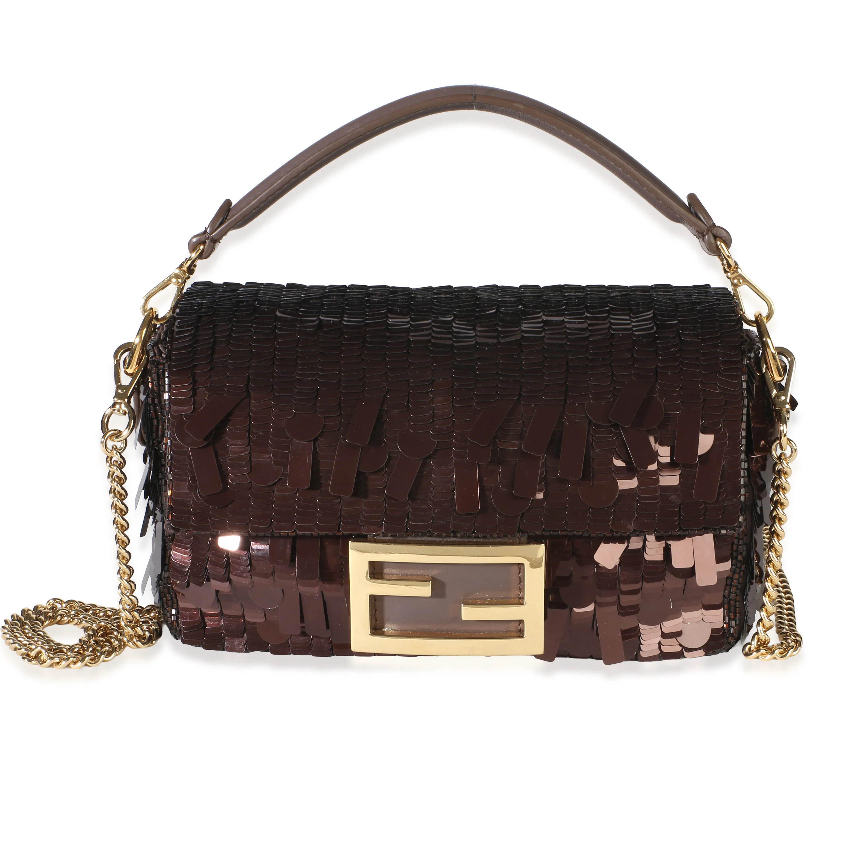 Marrone Scuro Sequin Vitello Grace Sex & The City Mini Baguette Bag | myGemma