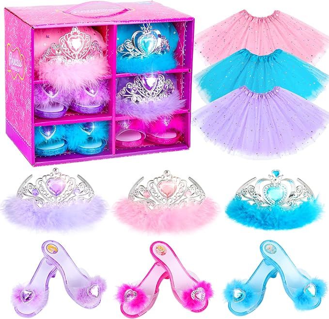BIBUTY Princess Dress Up Shoes , Dress Up Clothes Pretend Play Costumes-3 Sets of Princess Shoes,... | Amazon (US)