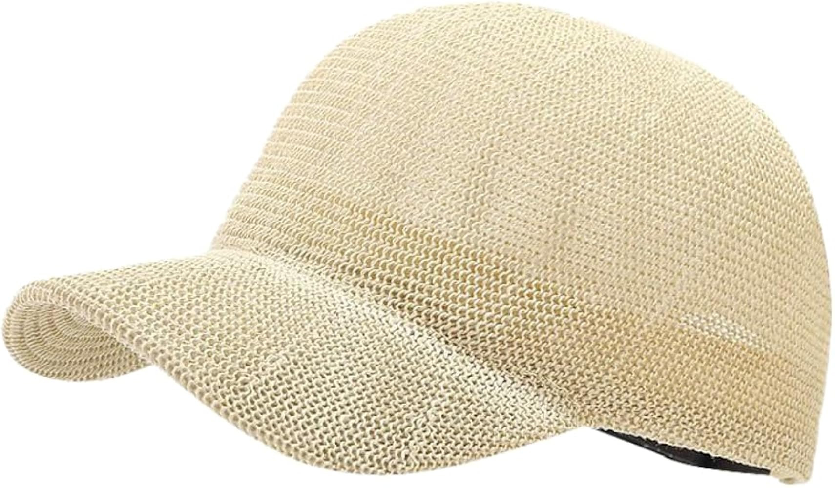 Women's Breathable Straw Baseball Cap Solid Color Adjustable Sun Protection Mesh Baseball Hat Ind... | Amazon (US)