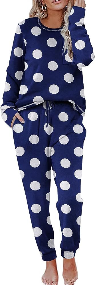 Ekouaer Pajamas Women's Long Sleeve Sleepwear with Long Pants Soft Loungewear Pj Set XS-3XL | Amazon (US)