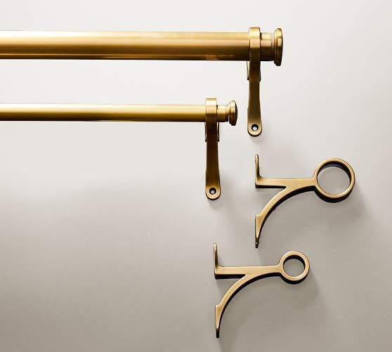 PB Standard Curtain Rod & Wall Bracket - Brass Finish | Pottery Barn (US)