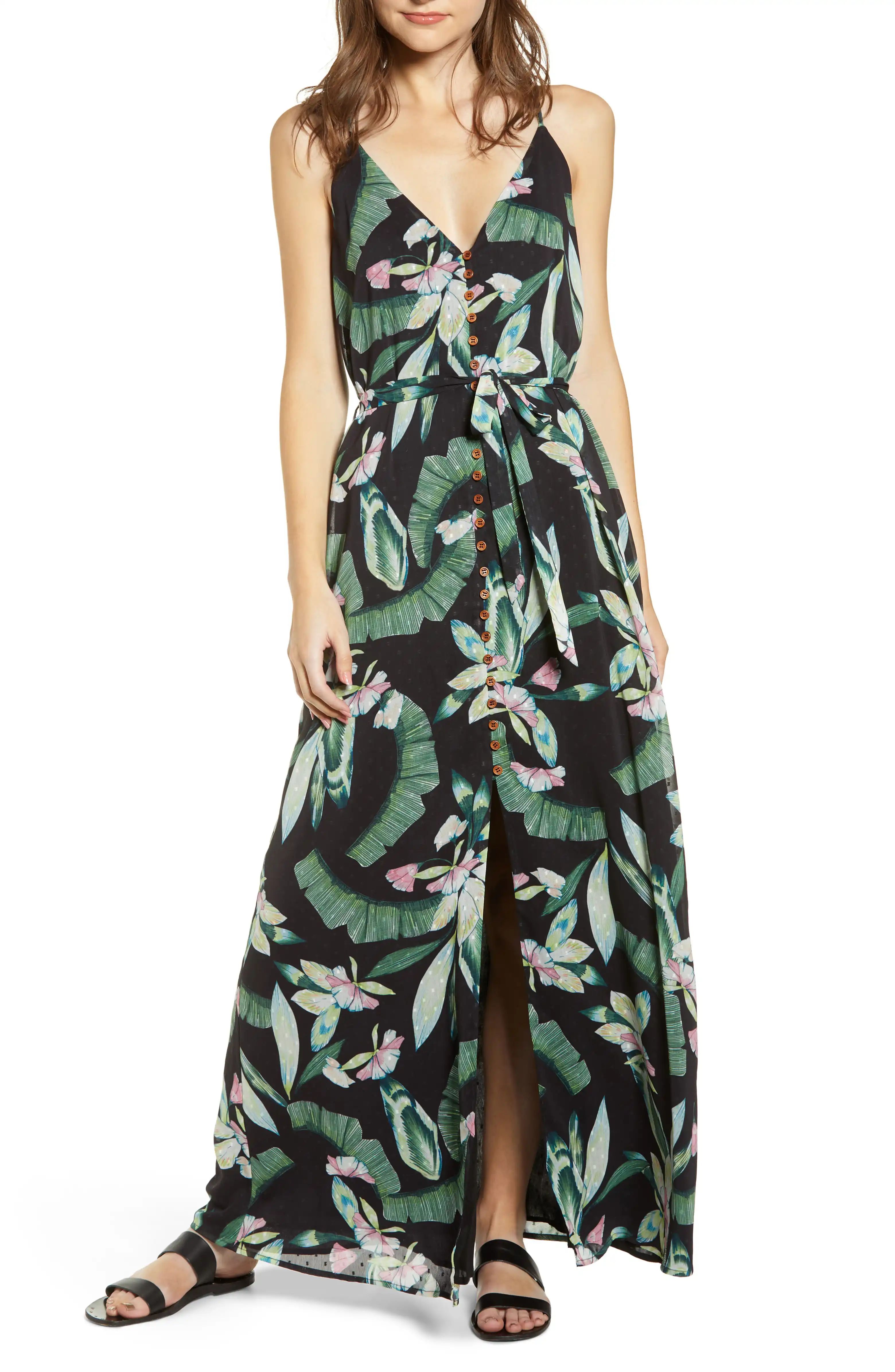 Floral V-Neck Maxi DressA LA PLAGE | Nordstrom