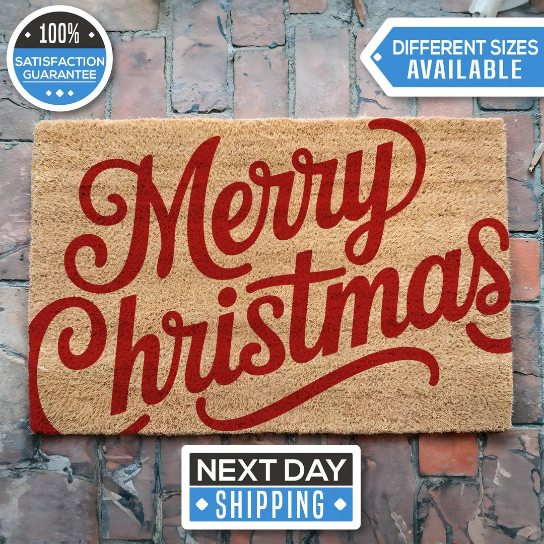 Merry Christmas Doormat, Housewarming Gift, Front Porch Mat, Entryway Decor, Xmas Gift, Front Doo... | Etsy (US)
