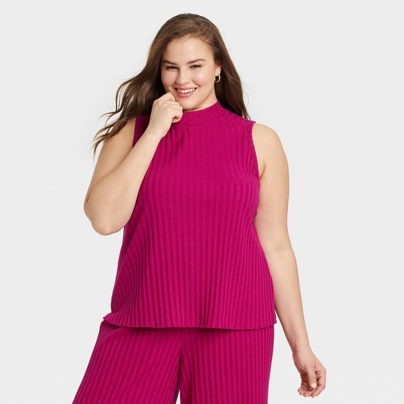 Women's Mock Neck Ribbed Tank Top - A New Day™ | Target