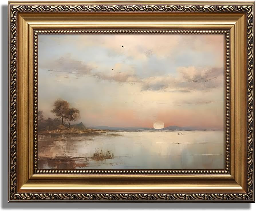 KBKBART Gold Framed Vintage Landscape Wall Art Prints, Retro Muted Lake Nature Wilderness Canvas ... | Amazon (US)
