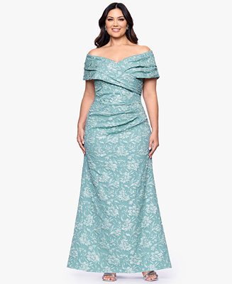 Plus Size Off-The-Shoulder Sleeveless Long Sheath Dress | Macy's