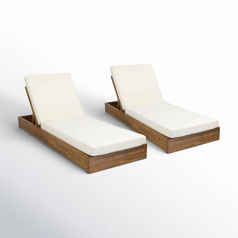 Leite 29.5'' Outdoor Acacia Chaise Lounge Set | Birch Lane